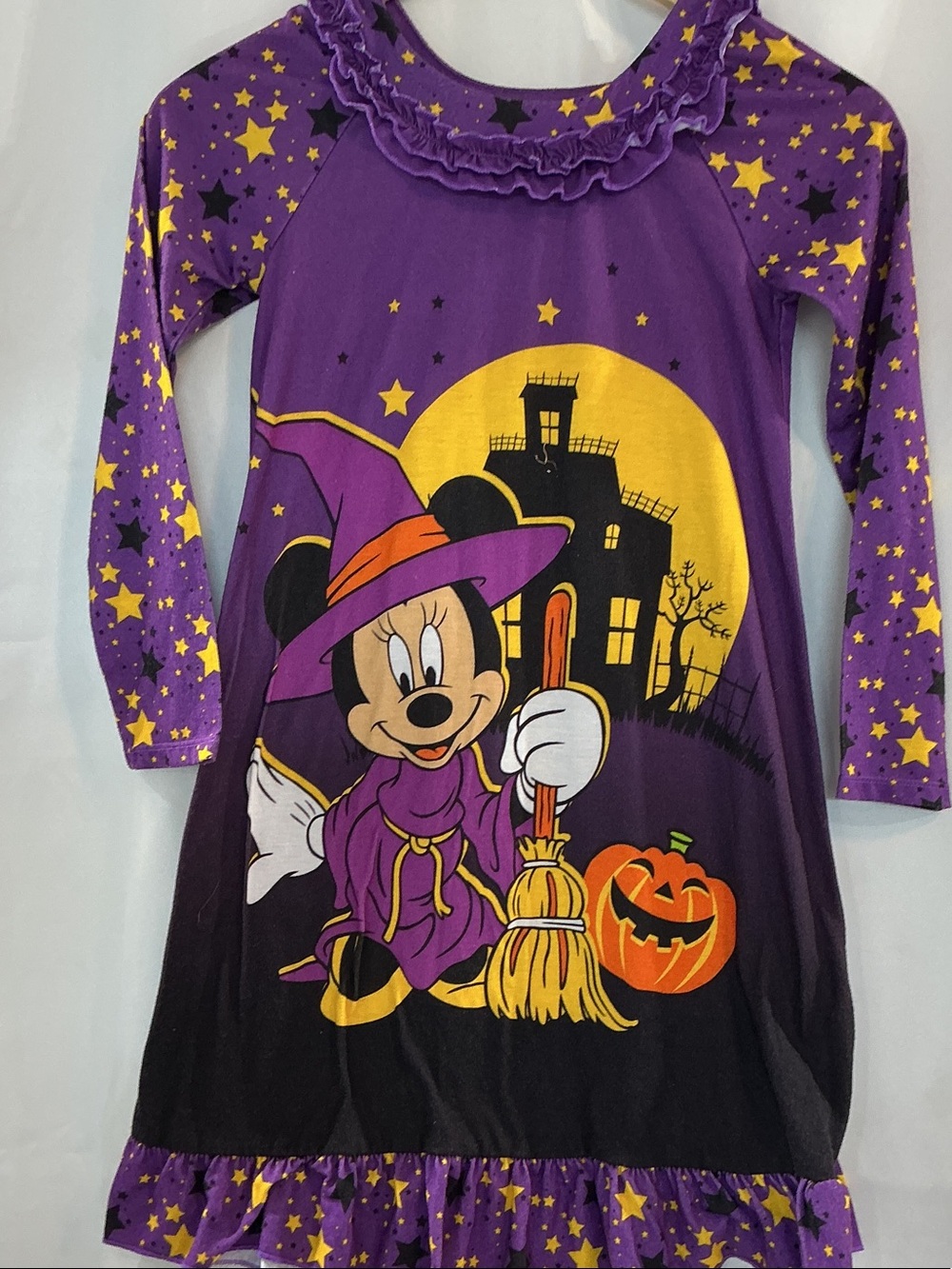 Disney Purple Minnie Mouse Halloween Nightgown with Yellow Stars